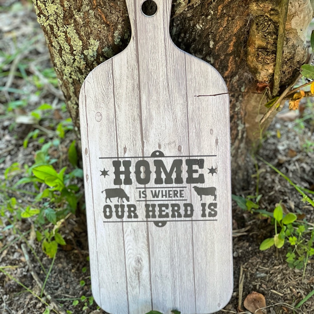 Home Is Where Our Herd Is Grayish Cutting Board